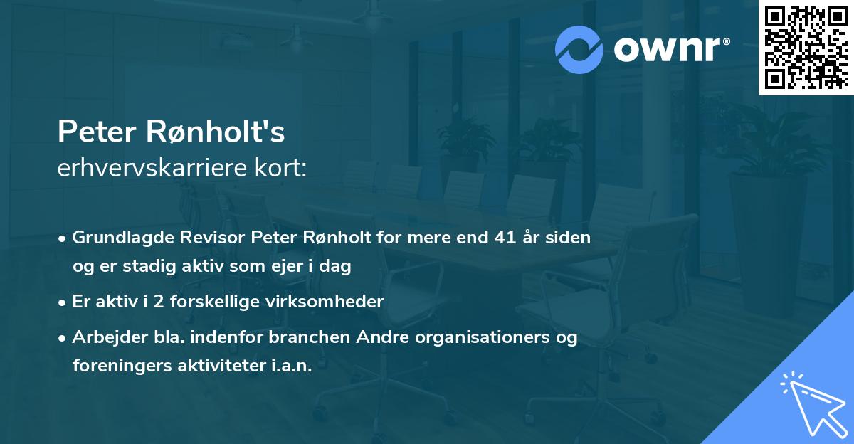 Peter Rønholt's erhvervskarriere kort