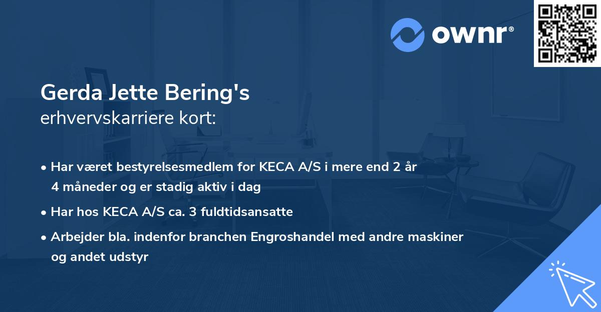 Gerda Jette Bering's erhvervskarriere kort