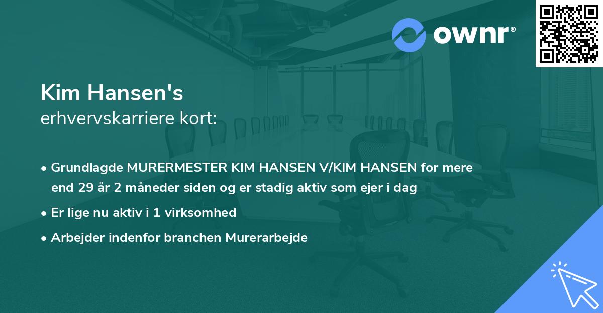 Kim Hansen's erhvervskarriere kort