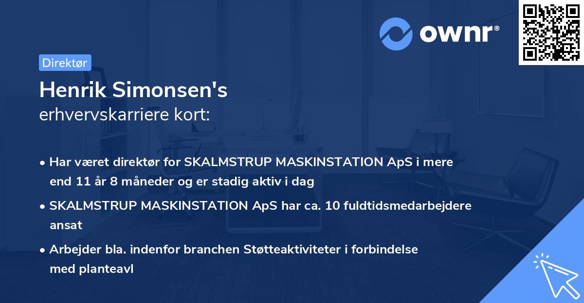 Henrik Simonsen's erhvervskarriere kort