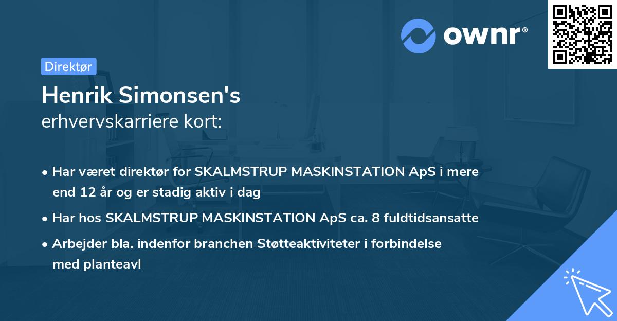 Henrik Simonsen's erhvervskarriere kort
