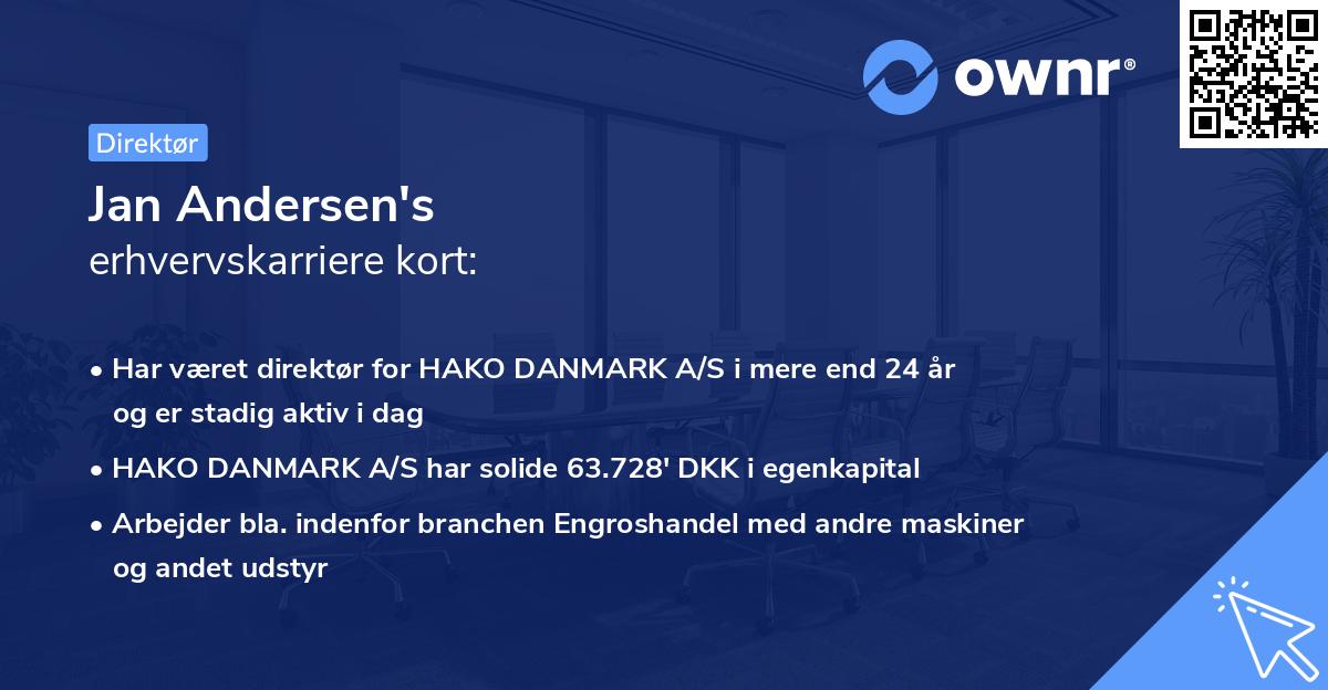 Jan Andersen's erhvervskarriere kort