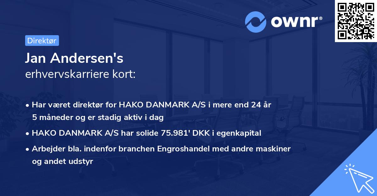 Jan Andersen's erhvervskarriere kort