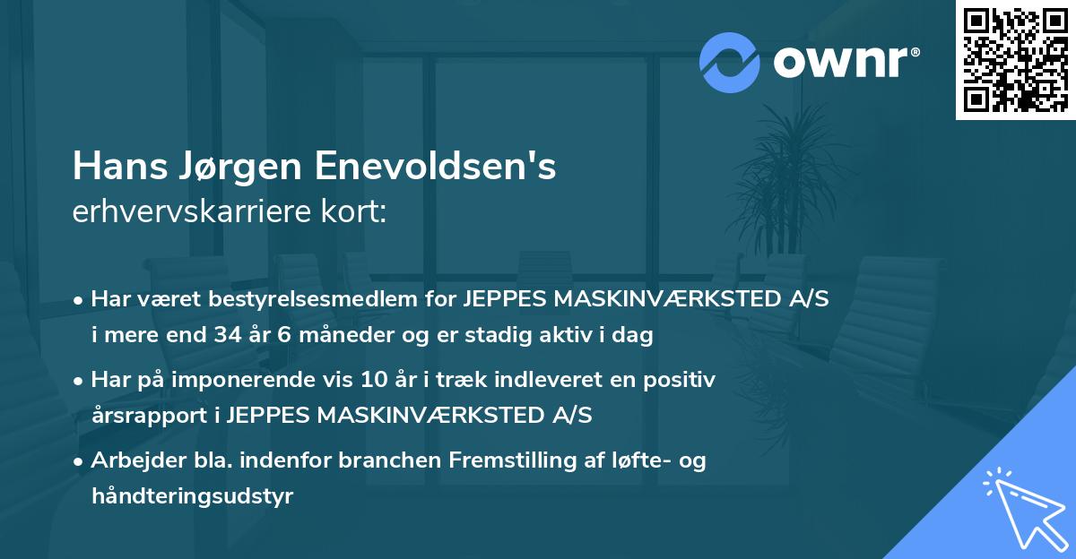Hans Jørgen Enevoldsen's erhvervskarriere kort