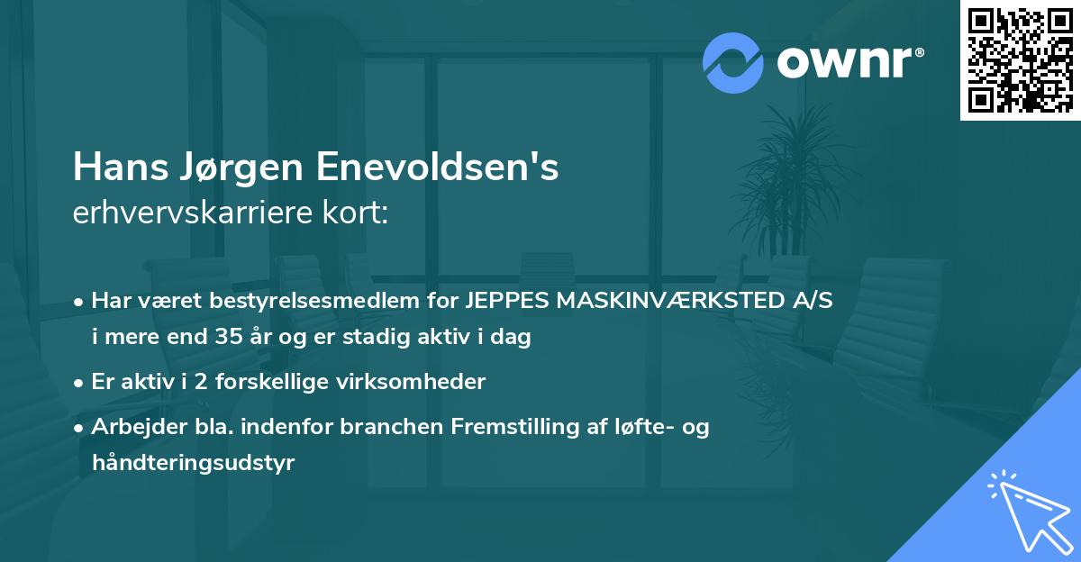 Hans Jørgen Enevoldsen's erhvervskarriere kort