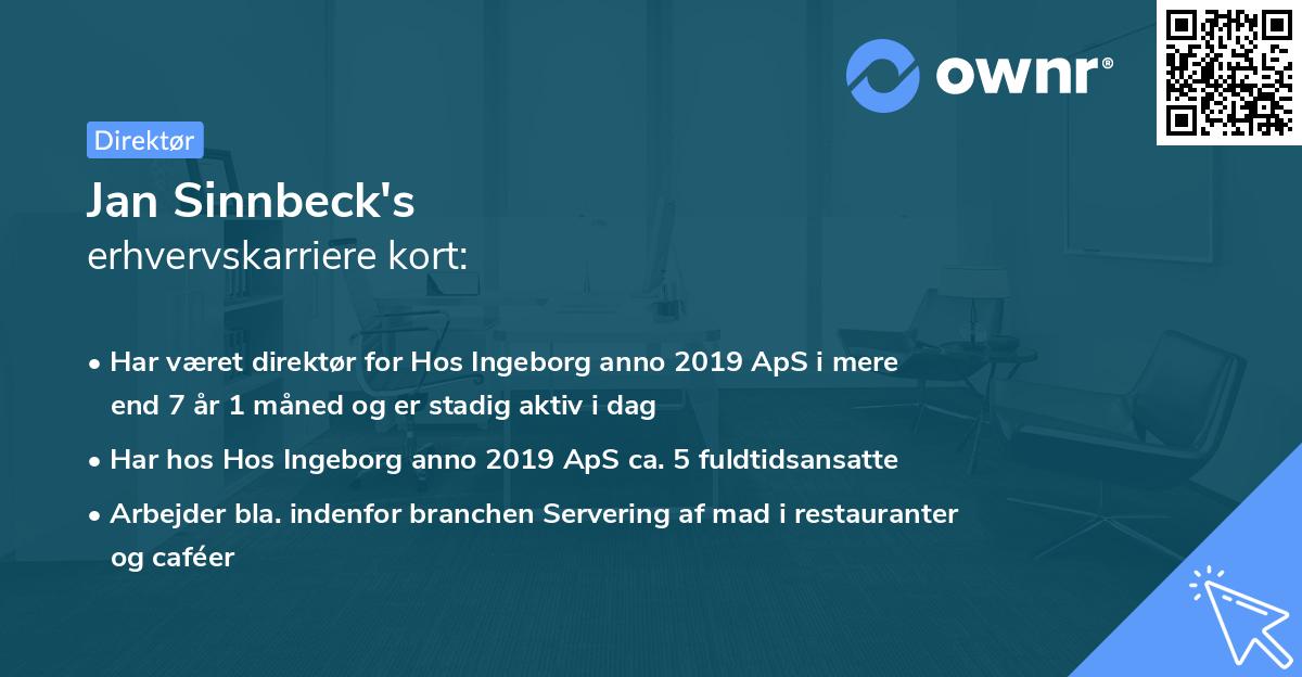 Jan Sinnbeck's erhvervskarriere kort