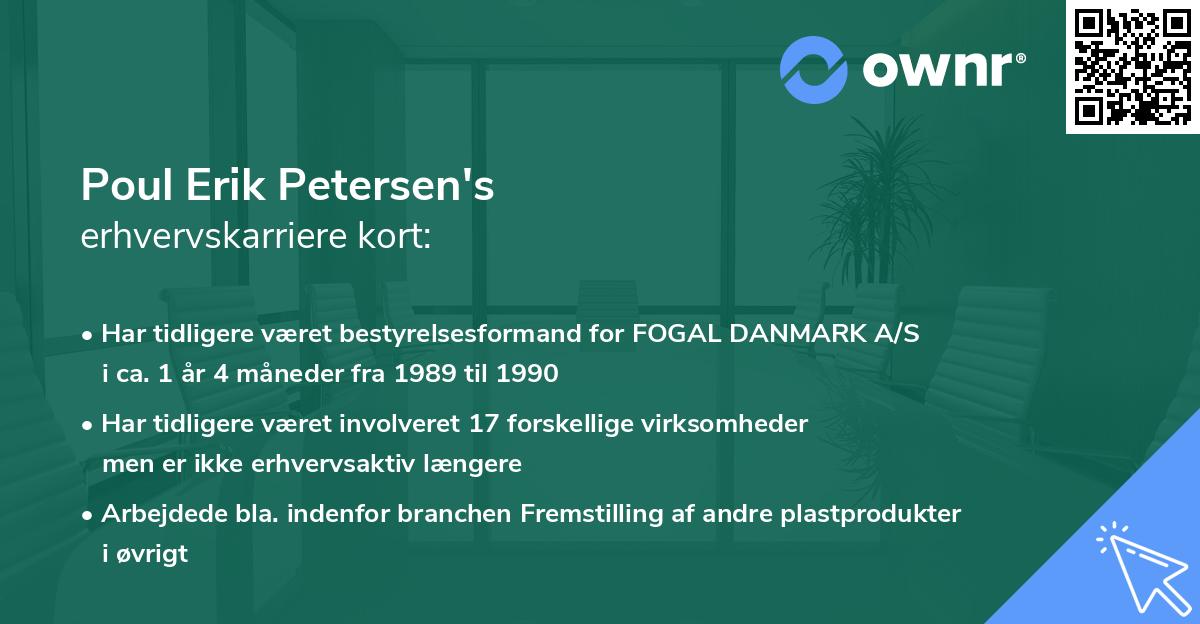 Poul Erik Petersen's erhvervskarriere kort
