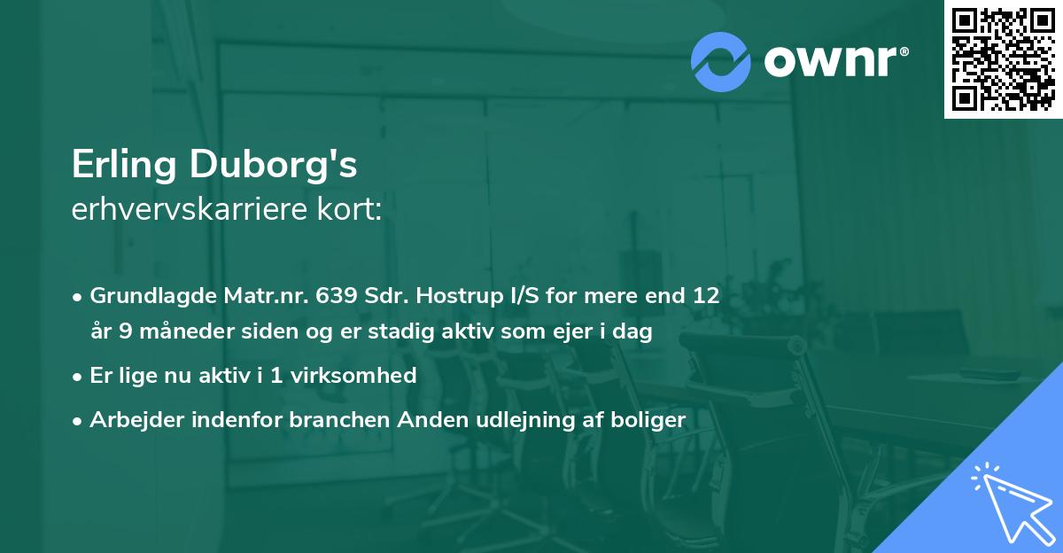 Erling Duborg's erhvervskarriere kort