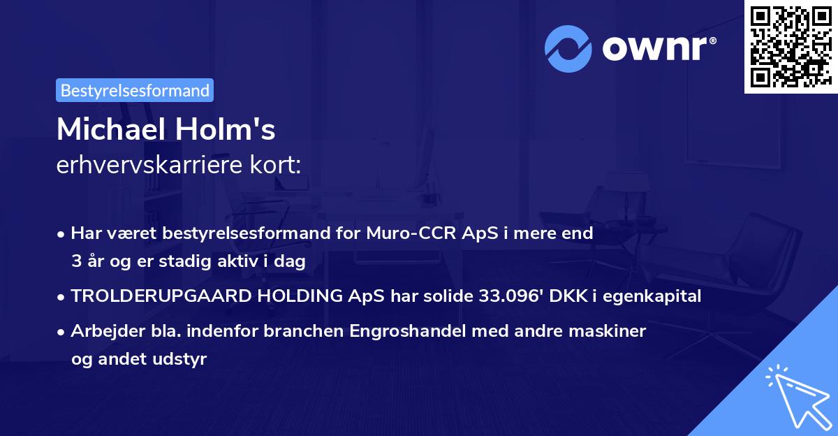 Michael Holm's erhvervskarriere kort