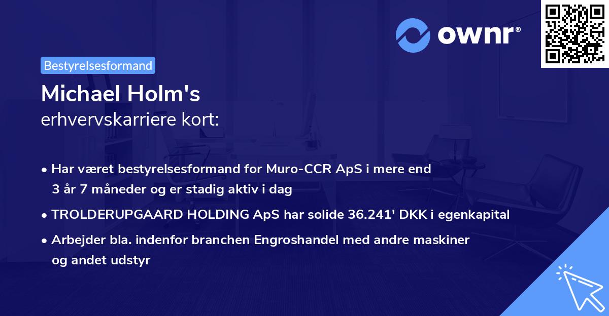 Michael Holm's erhvervskarriere kort