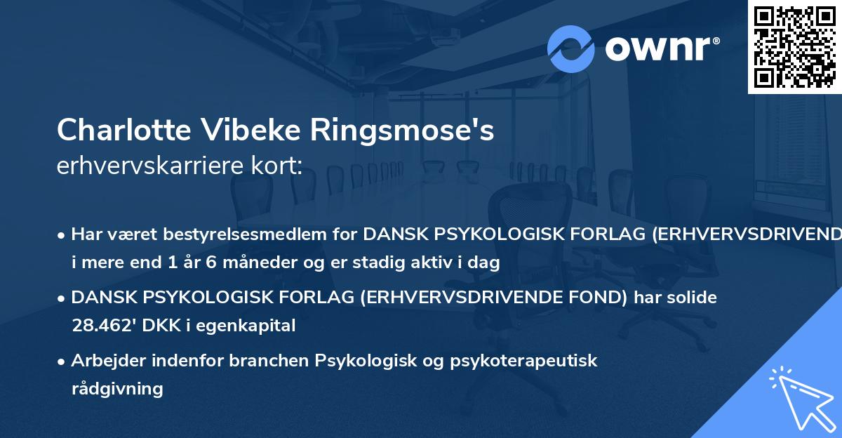 Charlotte Vibeke Ringsmose's erhvervskarriere kort