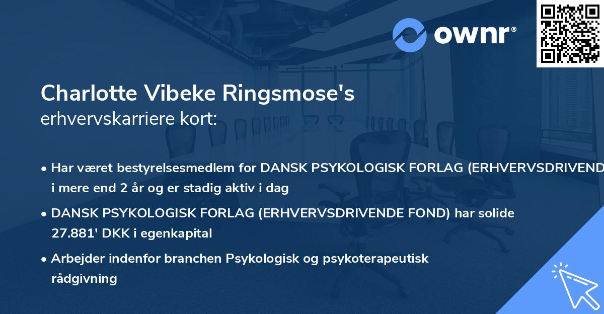 Charlotte Vibeke Ringsmose's erhvervskarriere kort