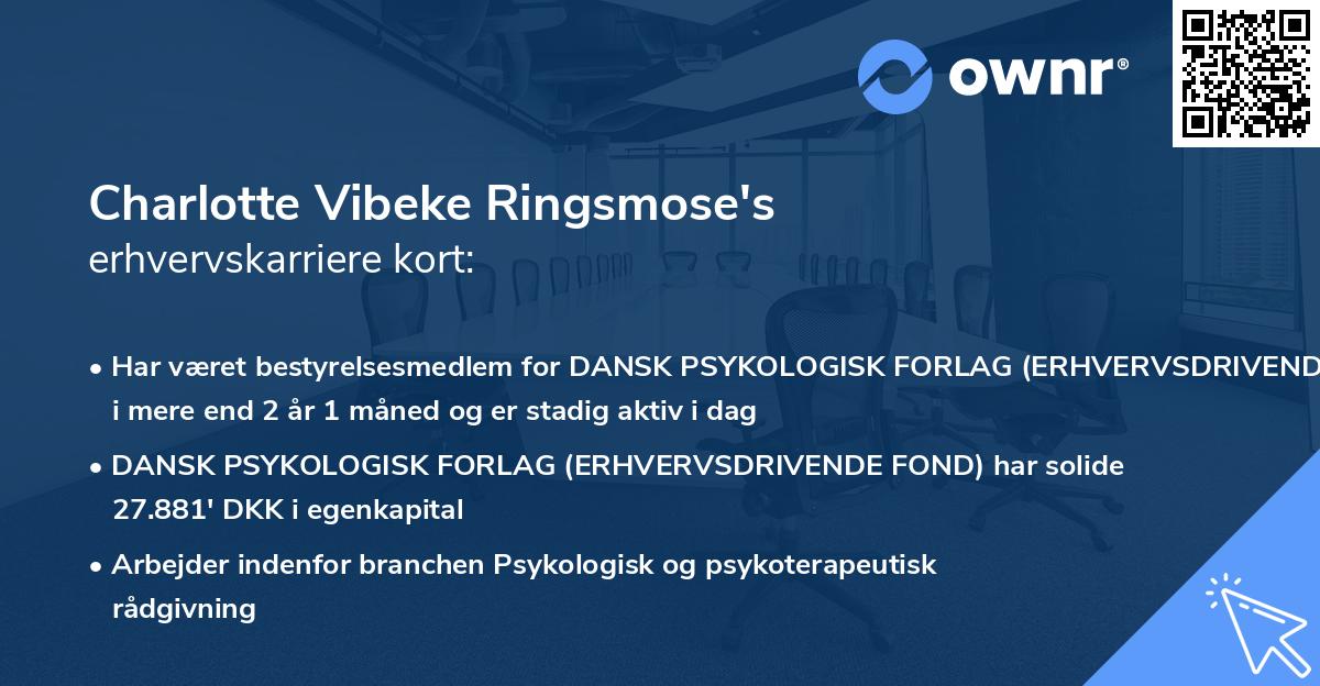 Charlotte Vibeke Ringsmose's erhvervskarriere kort