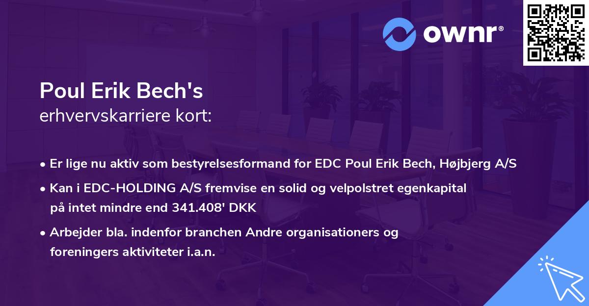 Poul Erik Bech's erhvervskarriere kort