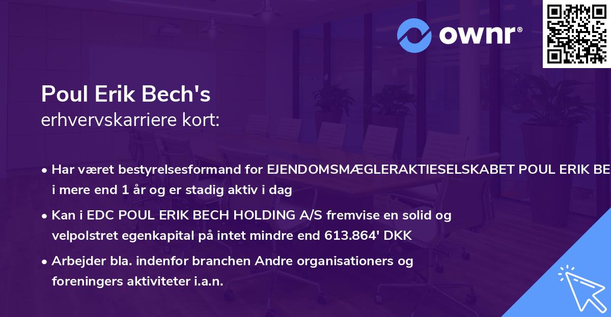 Poul Erik Bech's erhvervskarriere kort