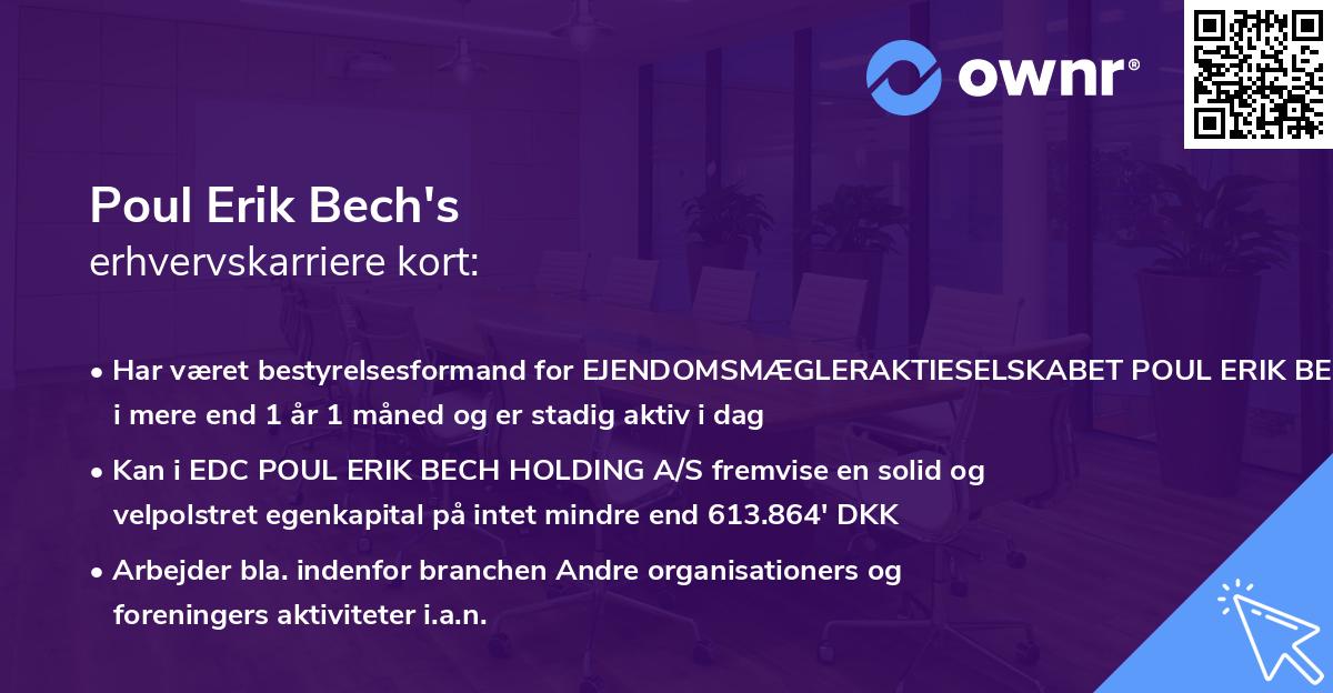 Poul Erik Bech's erhvervskarriere kort