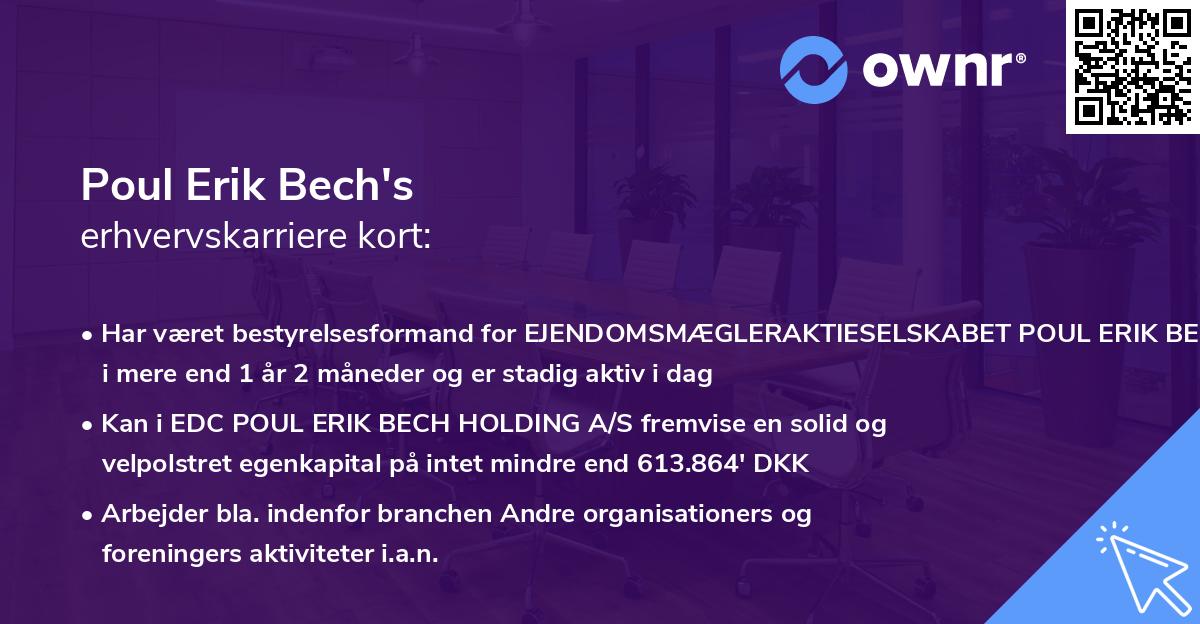 Poul Erik Bech's erhvervskarriere kort