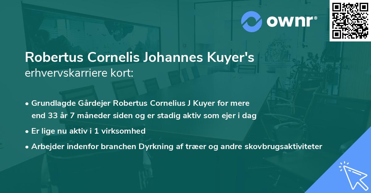Robertus Cornelis Johannes Kuyer's erhvervskarriere kort