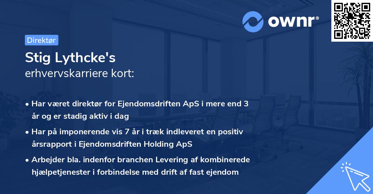 Stig Lythcke's erhvervskarriere kort