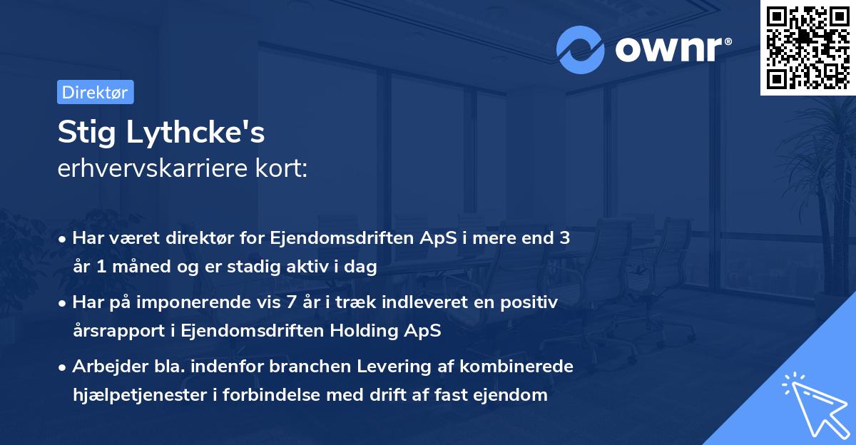 Stig Lythcke's erhvervskarriere kort