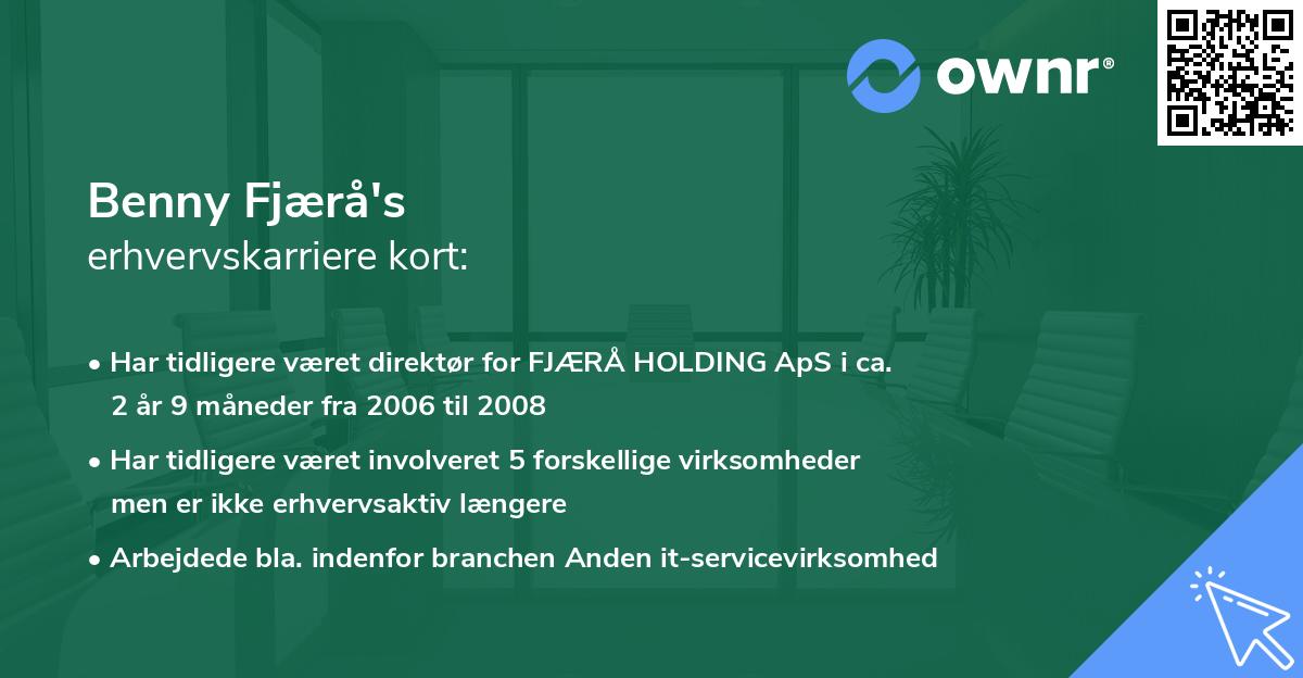 Benny Fjærå's erhvervskarriere kort