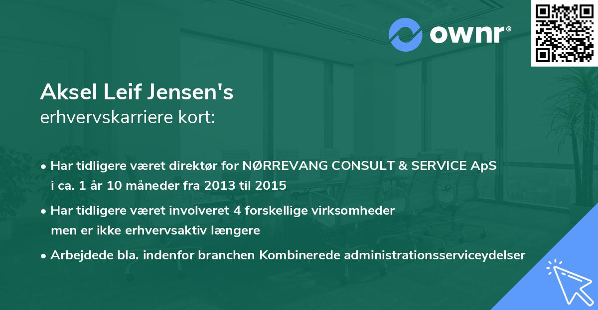 Aksel Leif Jensen's erhvervskarriere kort