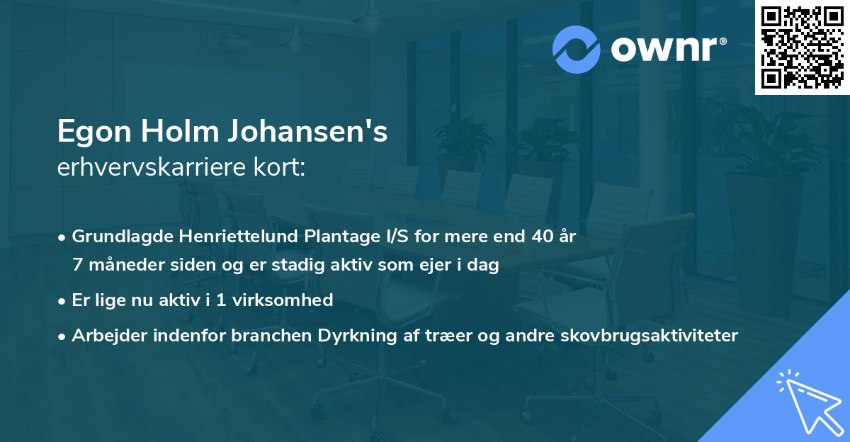 Egon Holm Johansen's erhvervskarriere kort