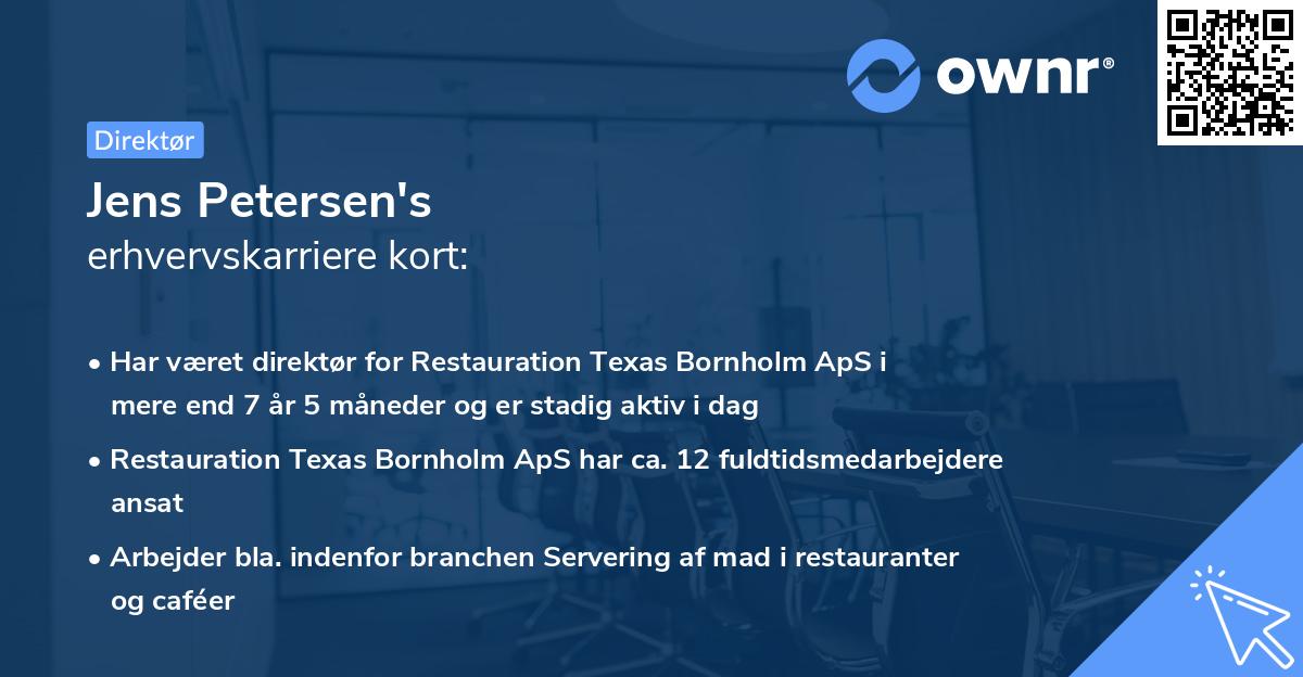 Jens Petersen's erhvervskarriere kort