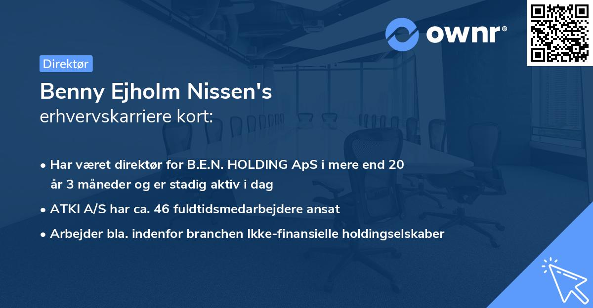 Benny Ejholm Nissen's erhvervskarriere kort