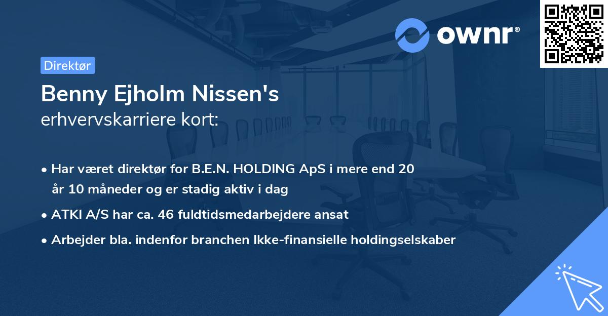 Benny Ejholm Nissen's erhvervskarriere kort