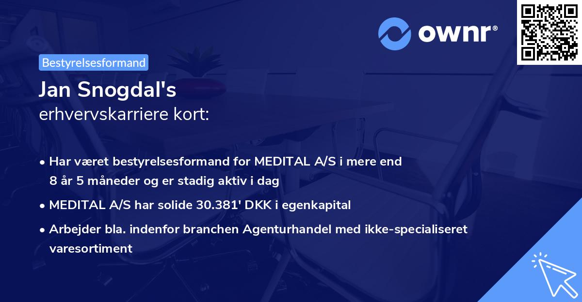 Jan Snogdal's erhvervskarriere kort