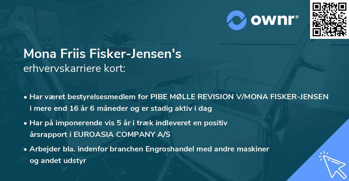 Mona Friis Fisker-Jensen's erhvervskarriere kort