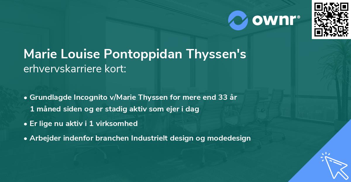 Marie Louise Pontoppidan Thyssen's erhvervskarriere kort