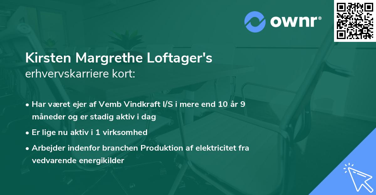 Kirsten Margrethe Loftager's erhvervskarriere kort