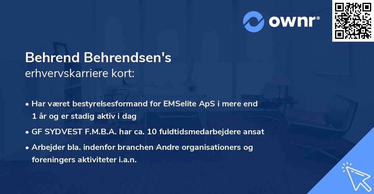 Behrend Behrendsen's erhvervskarriere kort