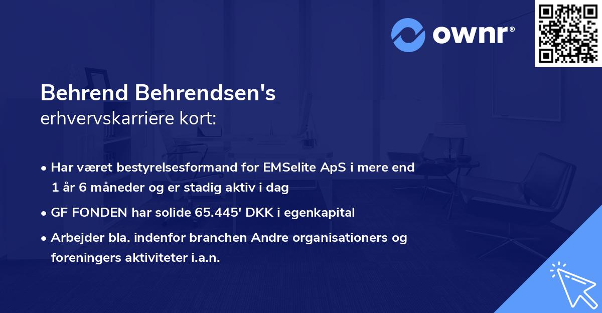 Behrend Behrendsen's erhvervskarriere kort