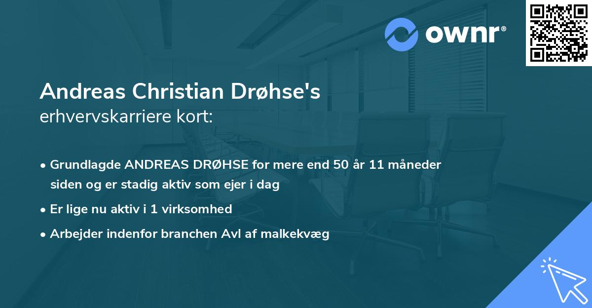 Andreas Christian Drøhse's erhvervskarriere kort