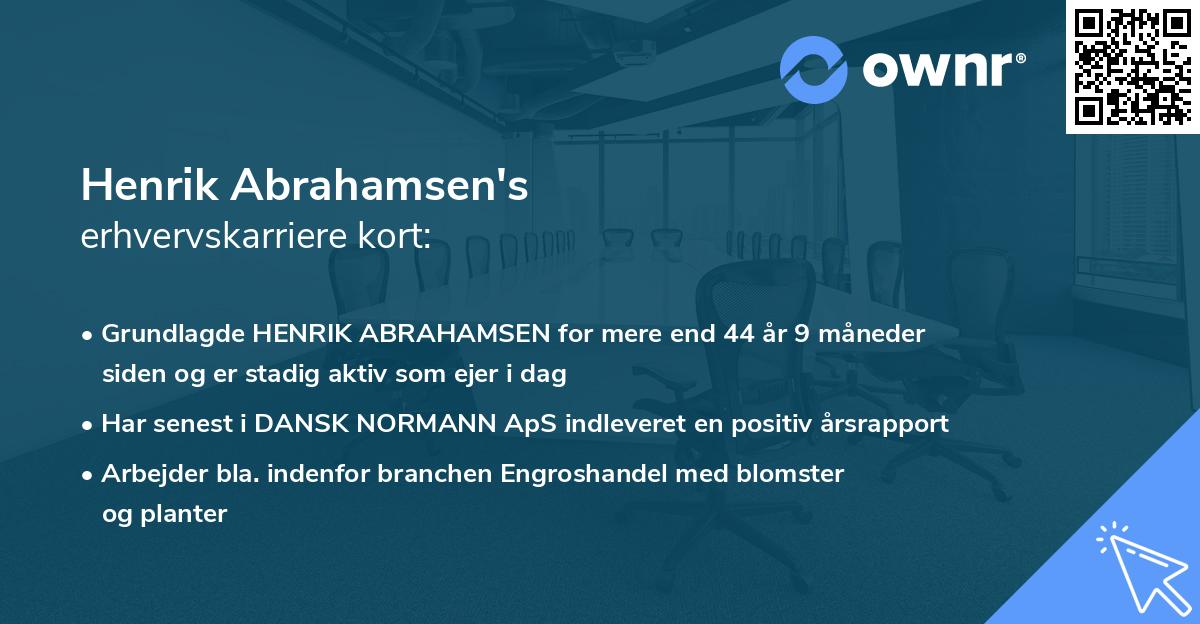 Henrik Abrahamsen's erhvervskarriere kort