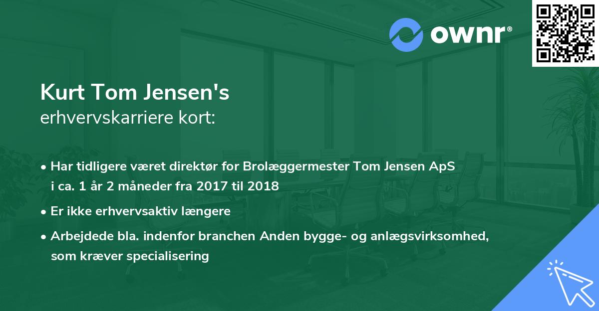 Kurt Tom Jensen's erhvervskarriere kort