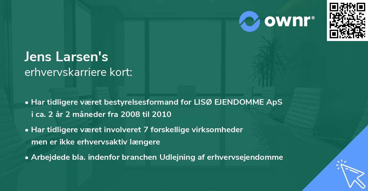 Jens Larsen's erhvervskarriere kort