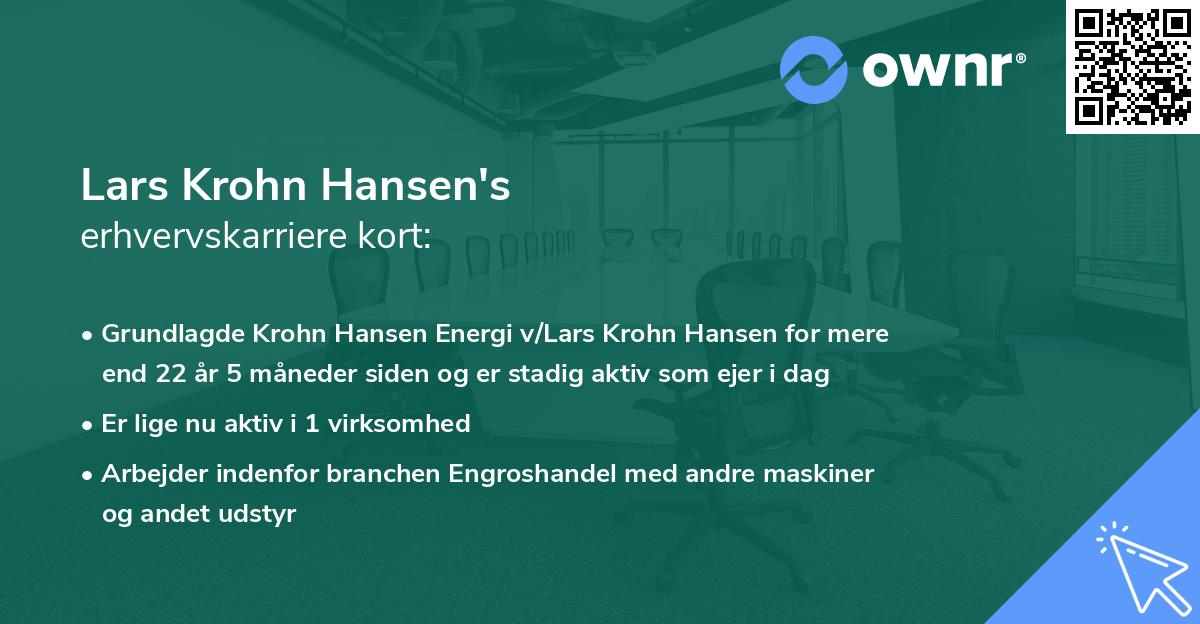 Lars Krohn Hansen's erhvervskarriere kort