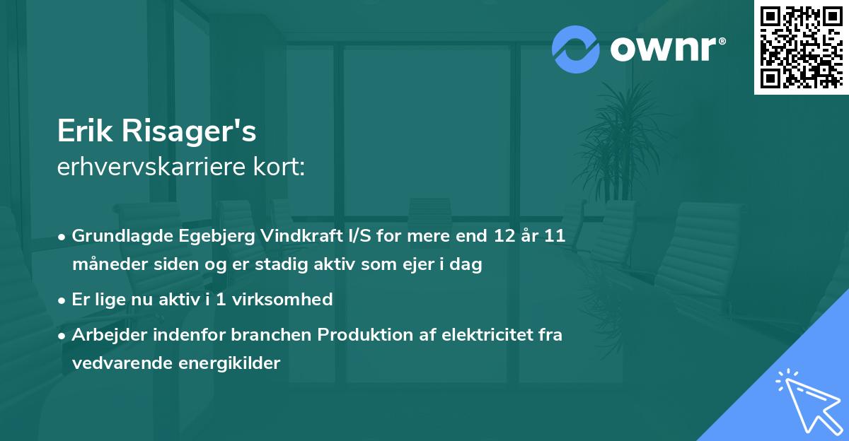 Erik Risager's erhvervskarriere kort