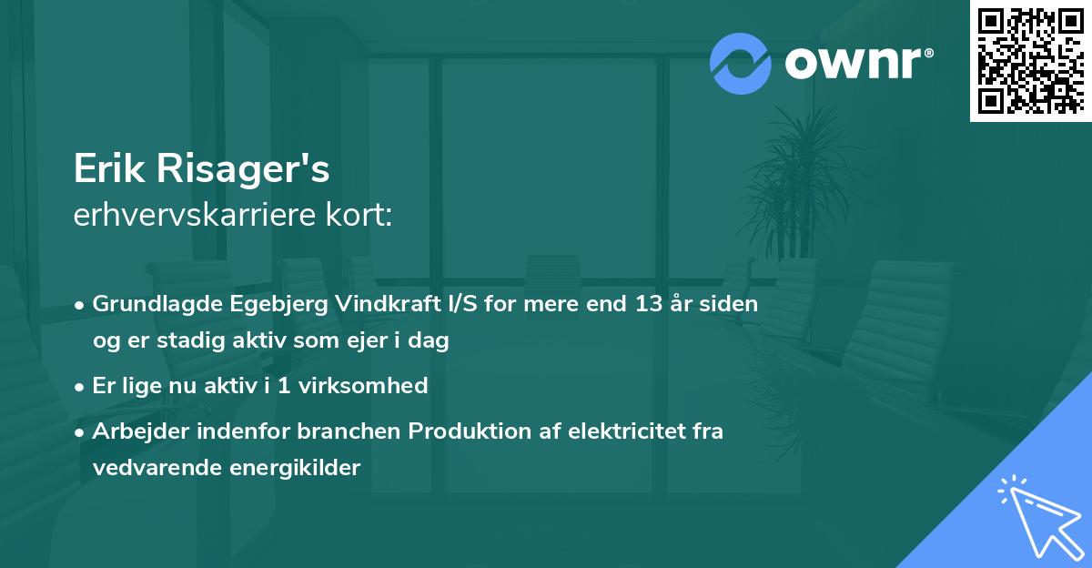 Erik Risager's erhvervskarriere kort