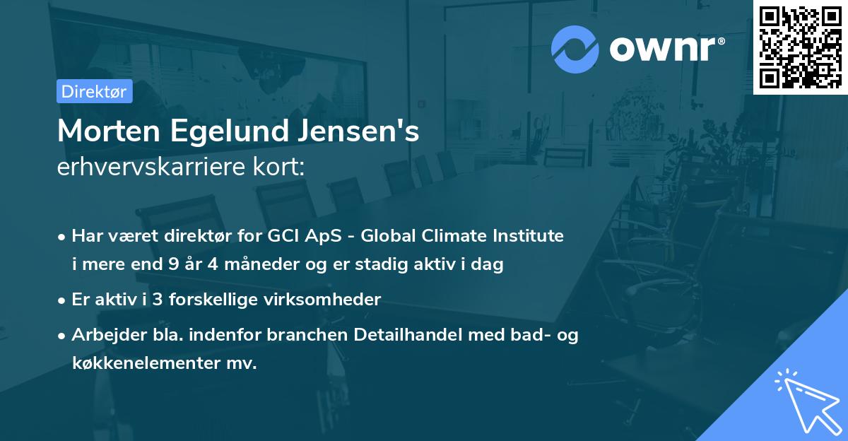 Morten Egelund Jensen's erhvervskarriere kort