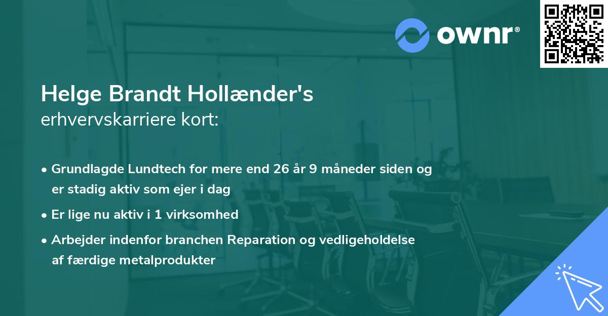 Helge Brandt Hollænder's erhvervskarriere kort