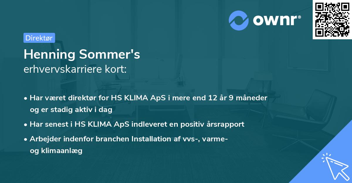 Henning Sommer's erhvervskarriere kort