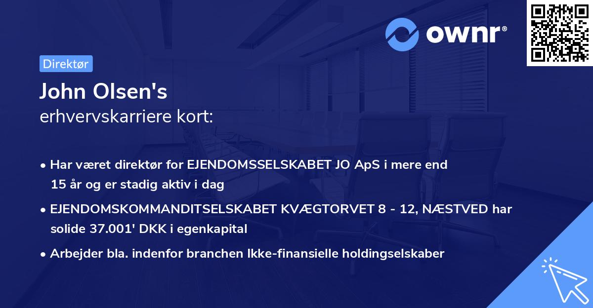 John Olsen's erhvervskarriere kort