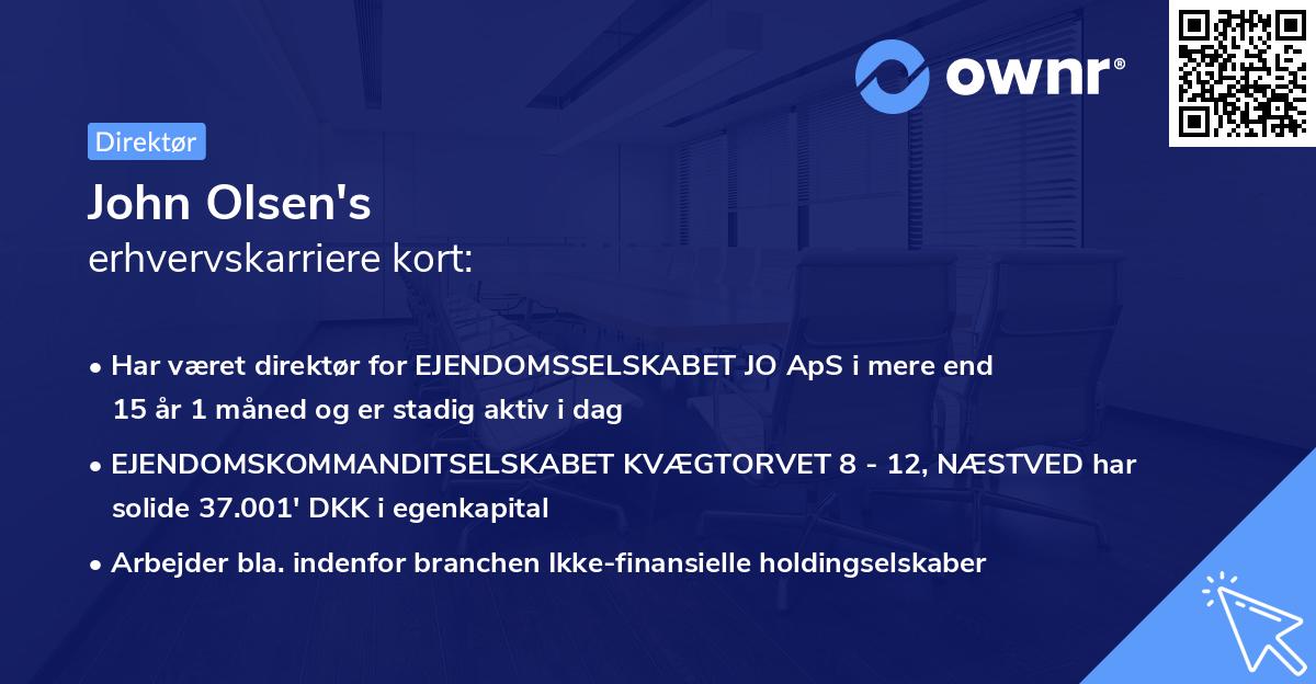 John Olsen's erhvervskarriere kort