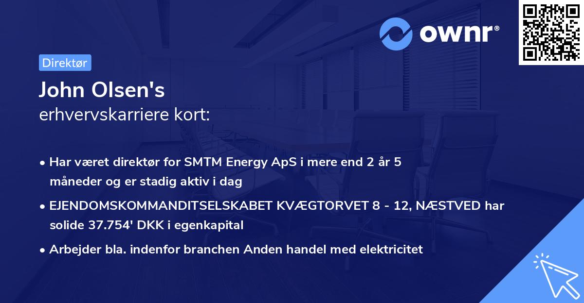 John Olsen's erhvervskarriere kort