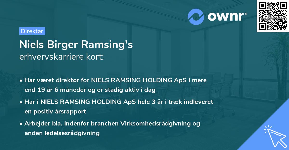 Niels Birger Ramsing's erhvervskarriere kort